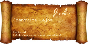 Joanovics Lajos névjegykártya